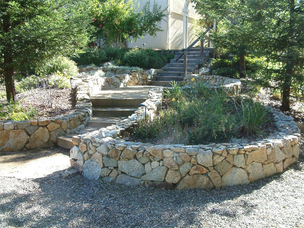 Stone Planters in Back